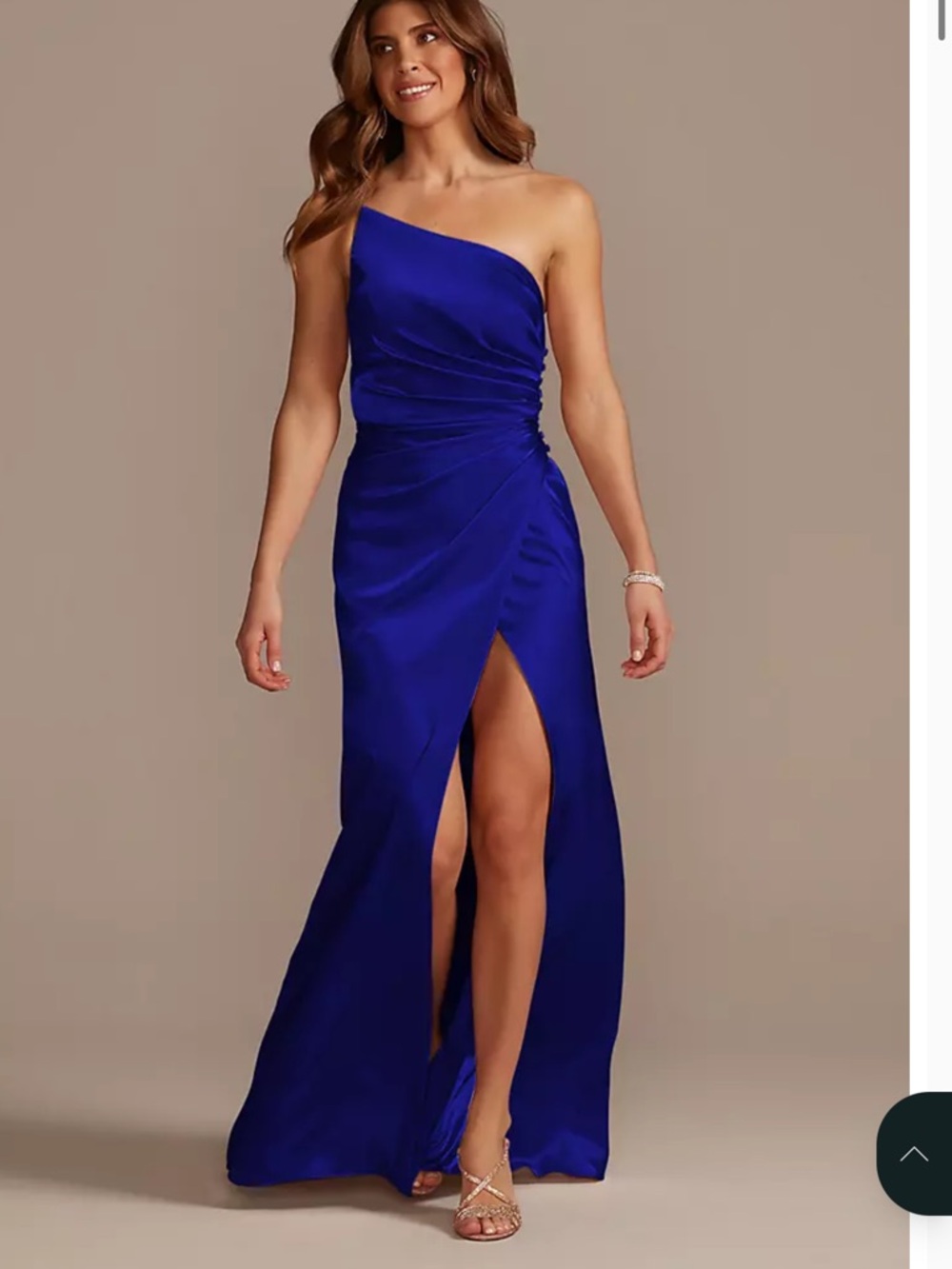 Galina Signature Charmeuse Draped One-Shoulder Dress STYLE# GS290018